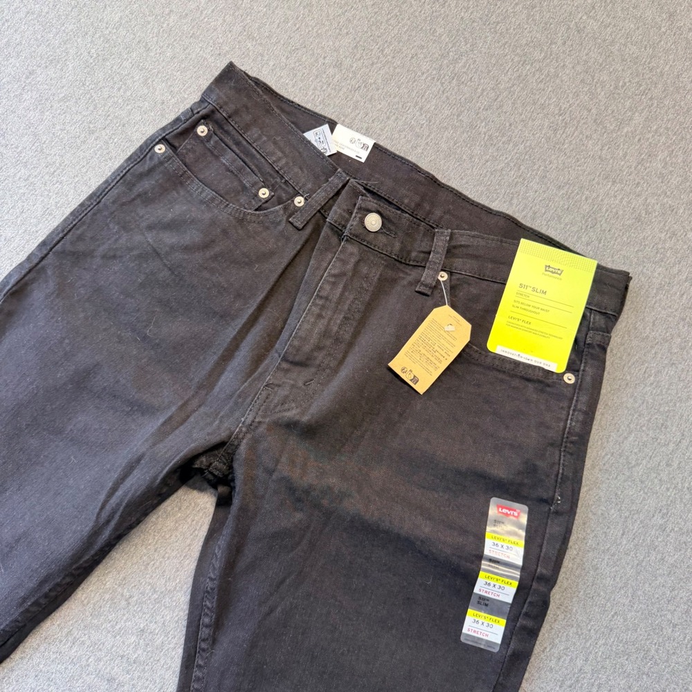 Levis 511 Slim Stretch Black Jeans Mens 36x30 Levis Flex Performance Denim